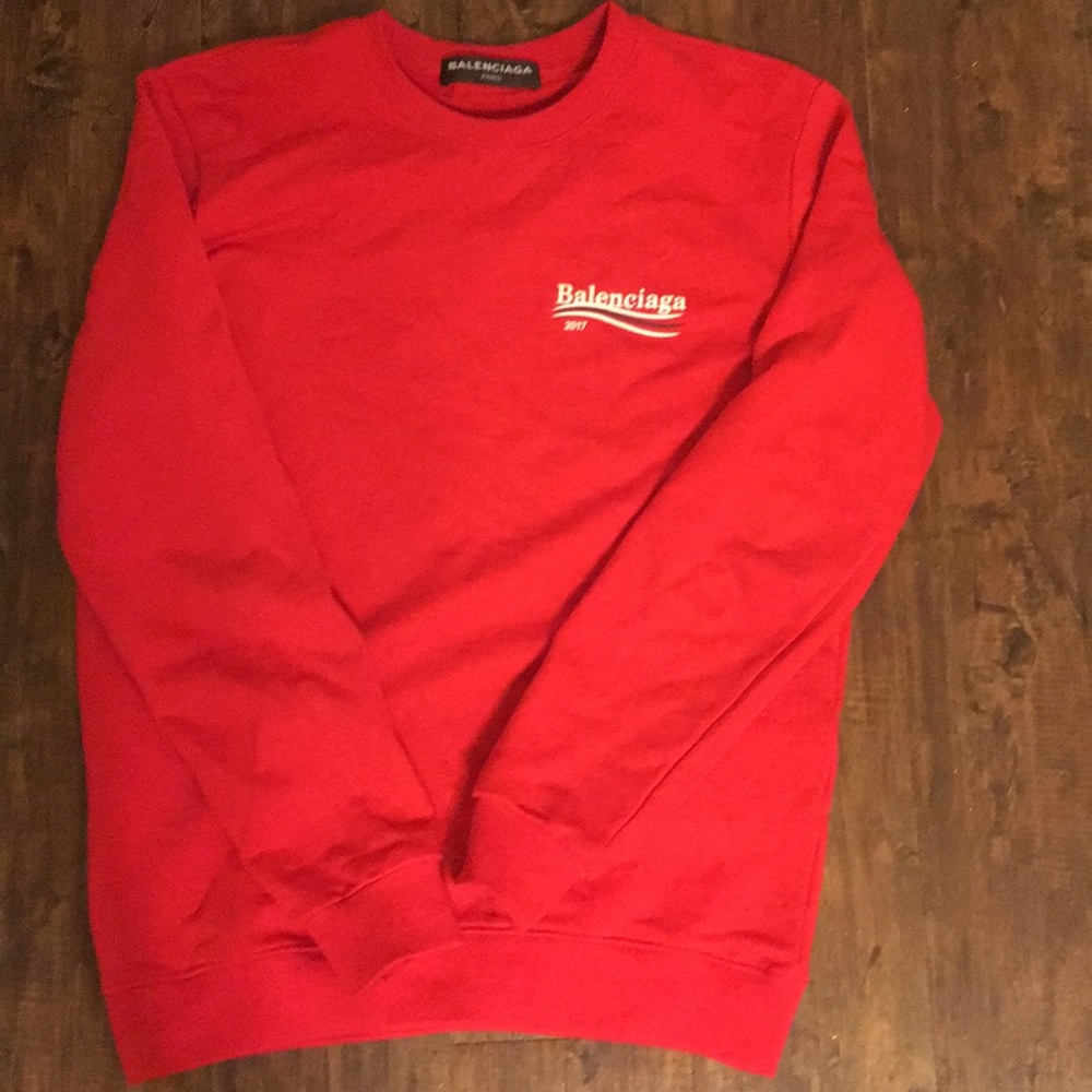 Red Balenciaga sweatshirt